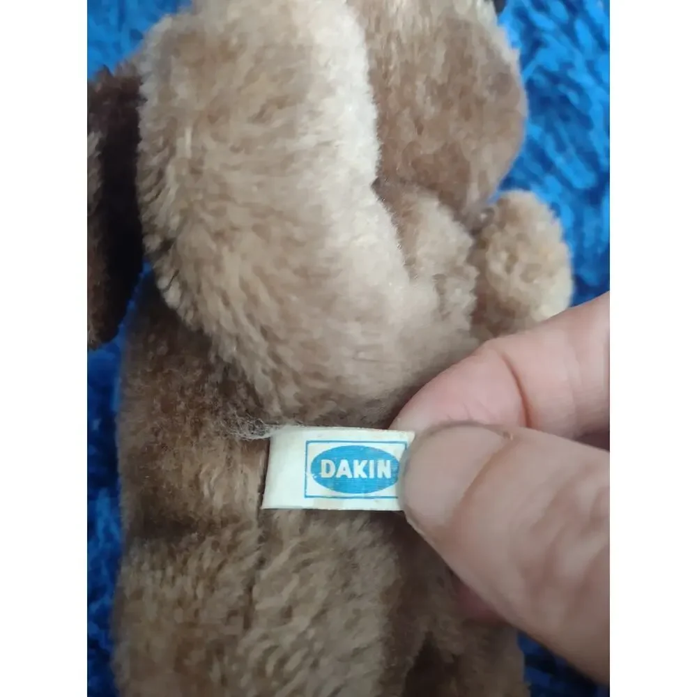 Vintage Mini Dog Plush Dakin Drooper Brown Puppy Stuffed Animal Nut‎ Filled 1973